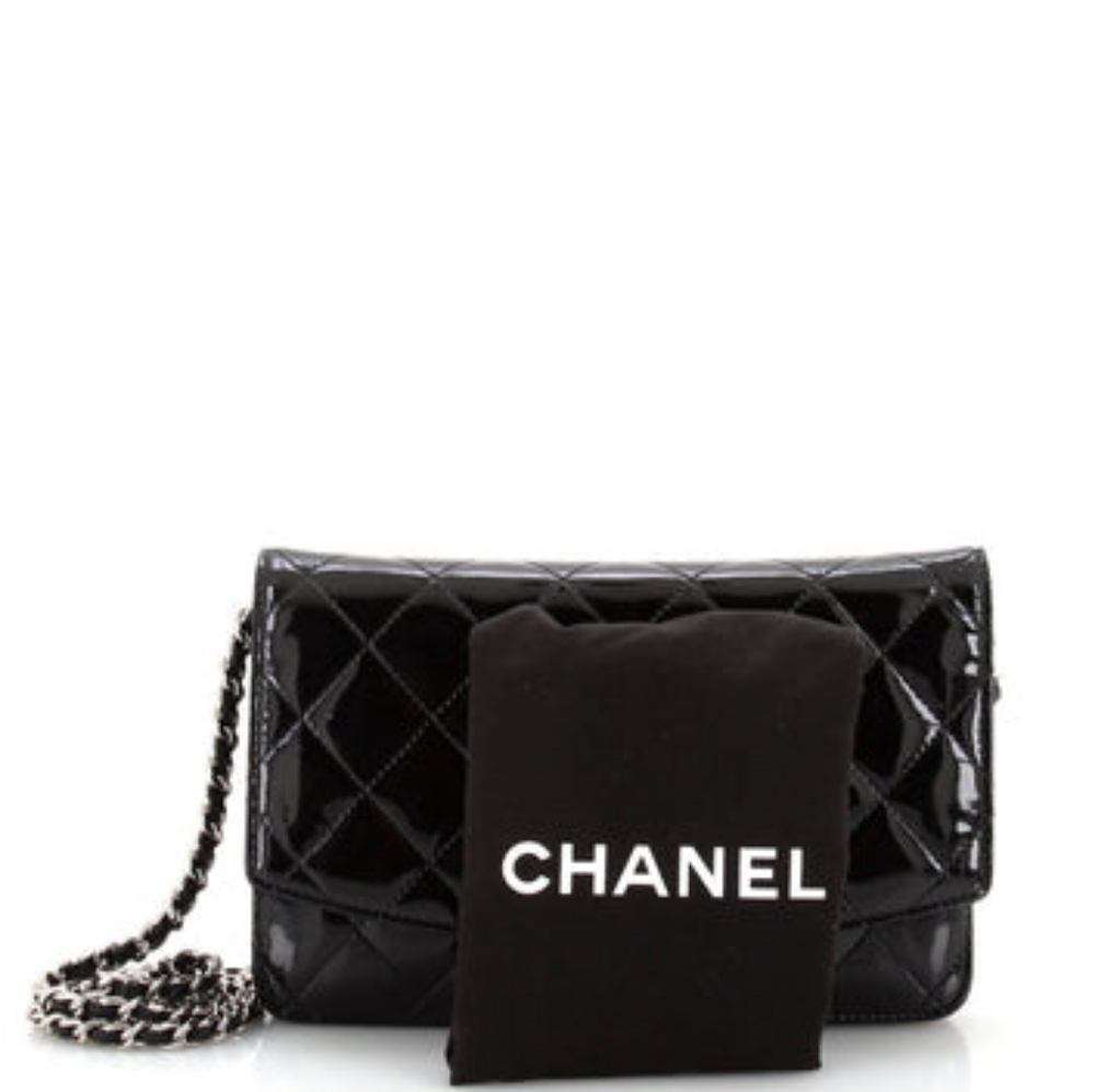 CHANEL Mini Flap Bag Brilliant Patent Calfskin Leather Wallet on Chain WOC - Picture 3 of 16